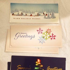 MONEY CARD for GIFT - SEASONS GREETINGS & WARM HOLIDAY WISHES- SET OF 5